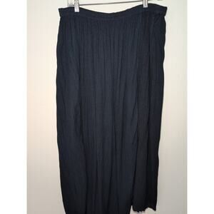 Crinkle Broomstick Skirt Navy Boho Whimsigoth Artsy Women's Comfort Plus Size 1X